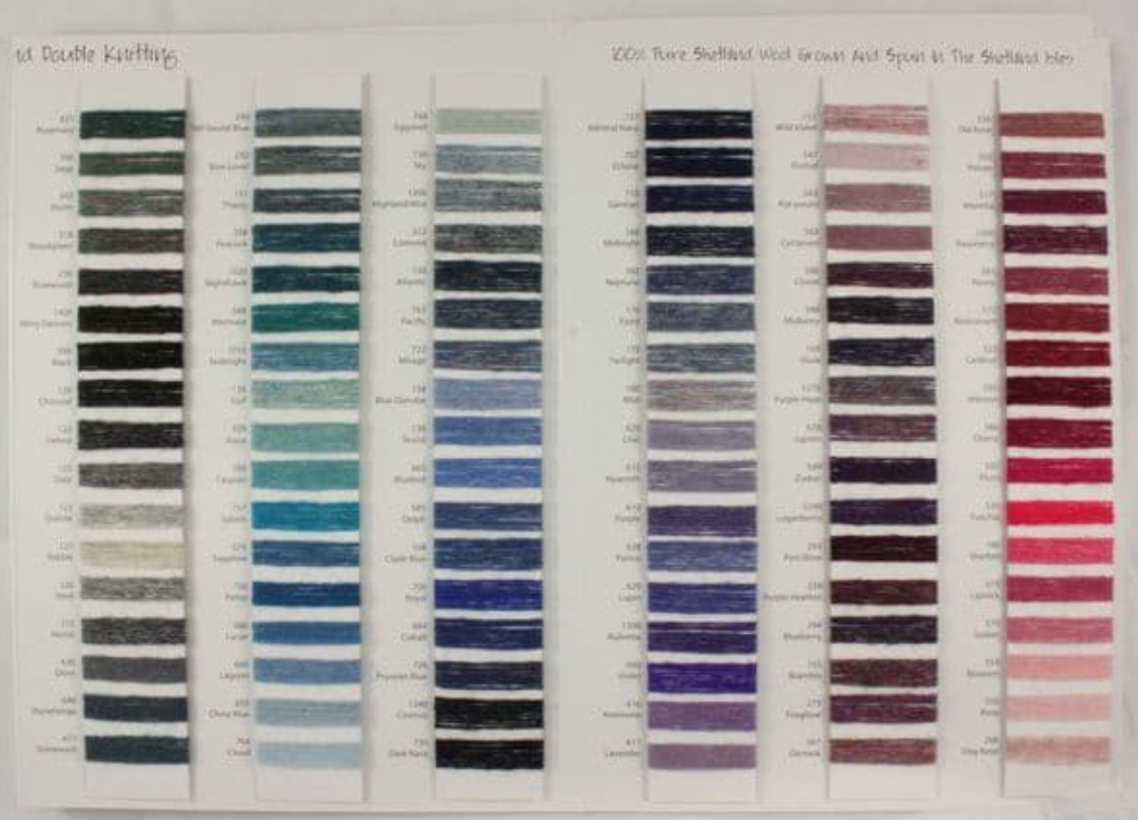 Jamieson's of Shetland Double Knit and Spindrift Yarn Shade Card - YourNextKnit